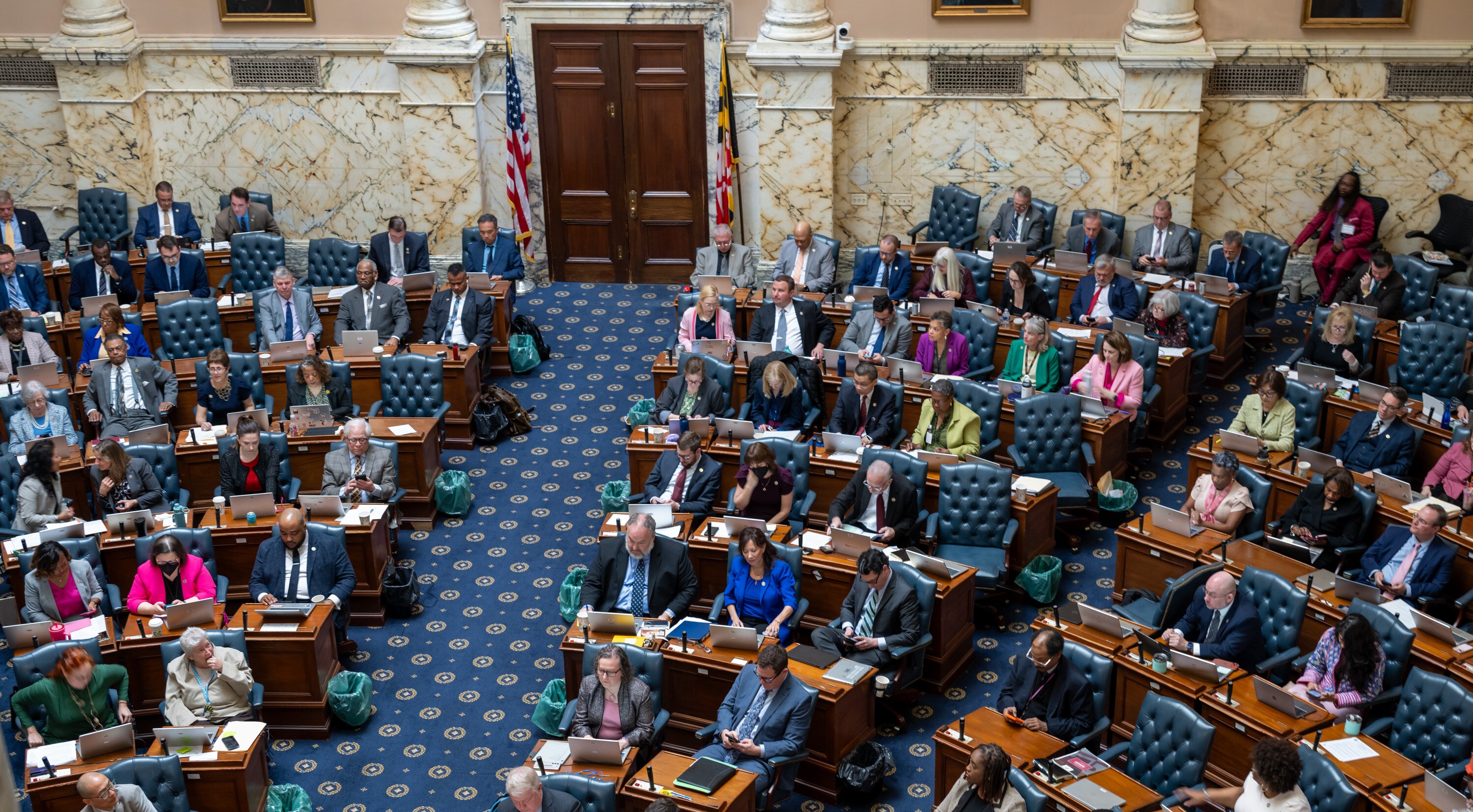 The Maryland House of Delegates met for hours in multiple voting sessions on Crossover Day, a deadline for bills to pass one chamber and cross over to the other chamber for the best chance of passage.