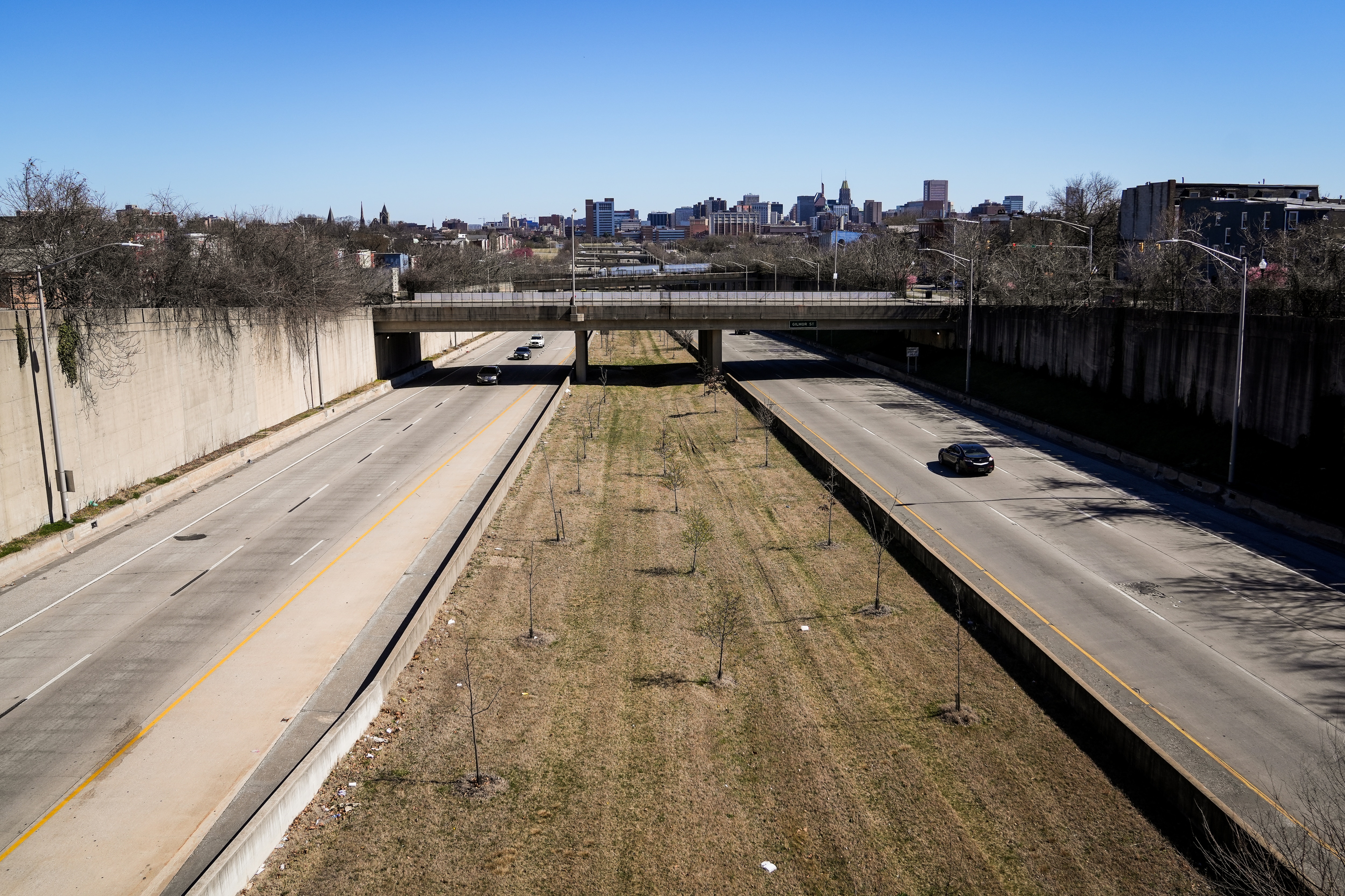 Cars travel down U.S. Route 40 in Baltimore, Md., on Wednesday, March 8, 2023.