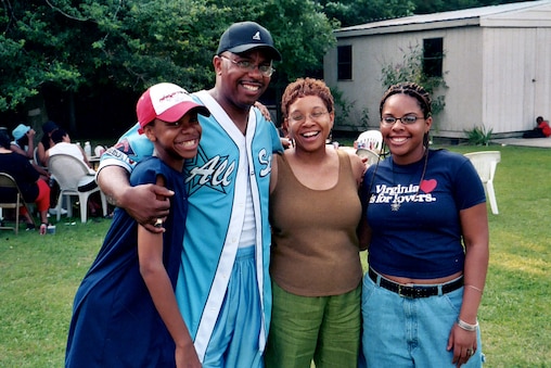 Clyde Doughty with his wife, Pamela, and his children, Andre and and Jessica at a family reunion in Exmore, VA.