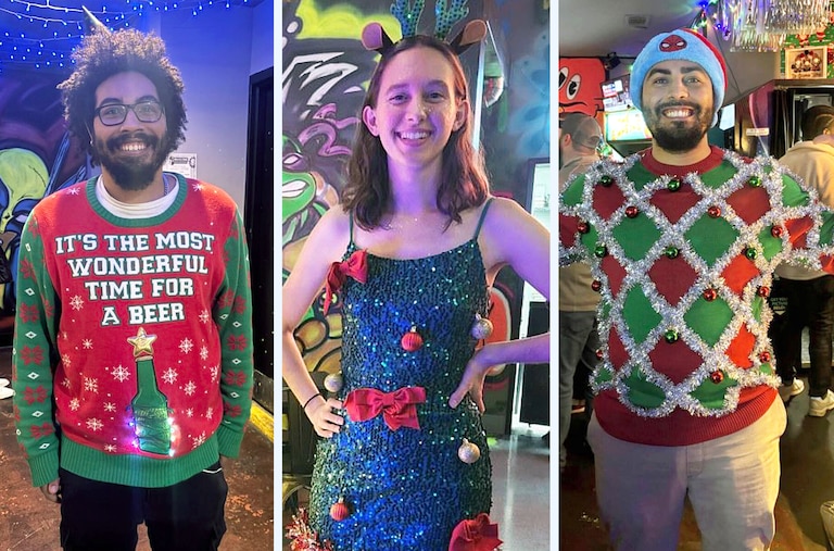 The more hideous the sweater the better at GameOn bar + arcade's annual ugly sweater party, shown here in 2024.