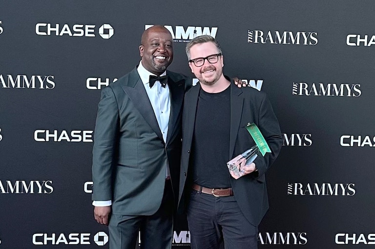 Monday, June 29, 2026 - Andy Brown, right, founder of Andy’s Pizza, poses with Shawn Townsend, President and CEO of the Restaurant Association of Metropolitan Washington (RAMW), after winning Fast Casual Restaurant of the Year.