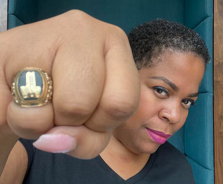 Caron LeNoir, Class of ’90, has worn her ring always, even when her finger swelled during her last pregnancy and it had to be cut off