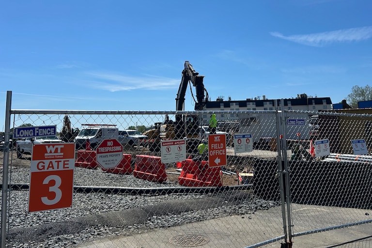 The City Dock construction blocks off what used to be a large chunk of parking.
