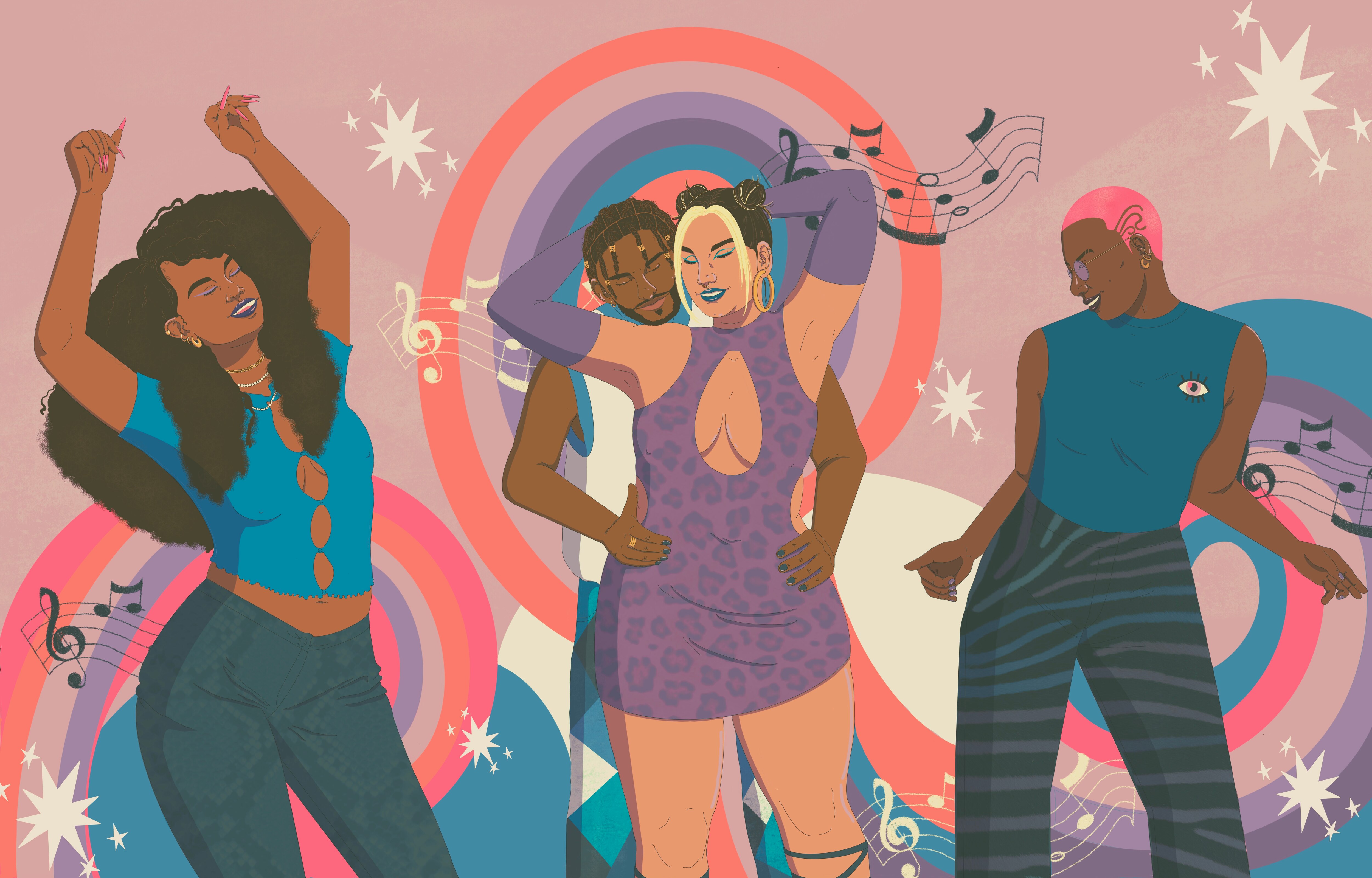 Young Black folks dancing in the club