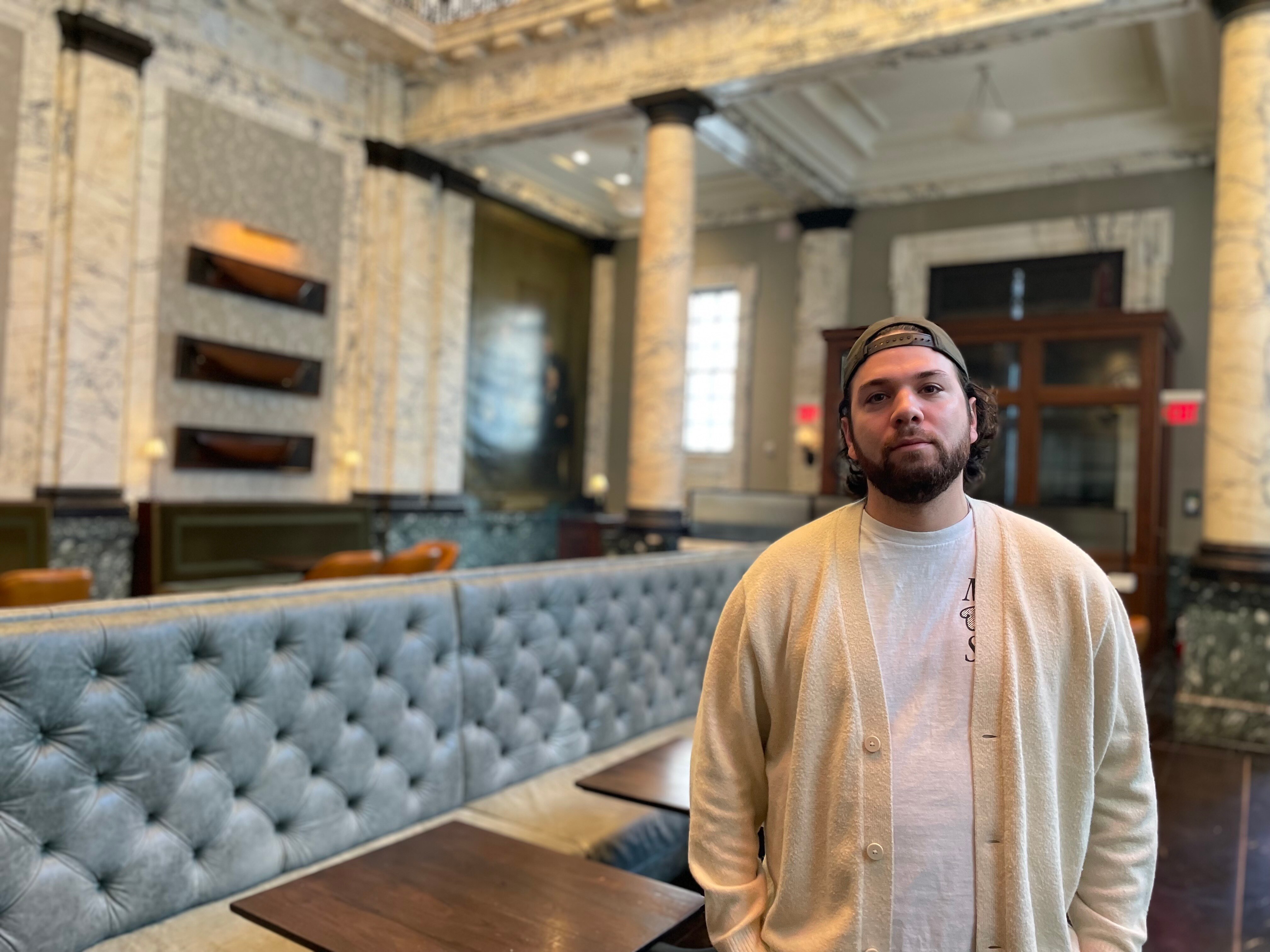 Restaurateur Brendon Hudson stands inside the Alexander Brown building that he and partner David Monteagudo are currently using for their catering business.