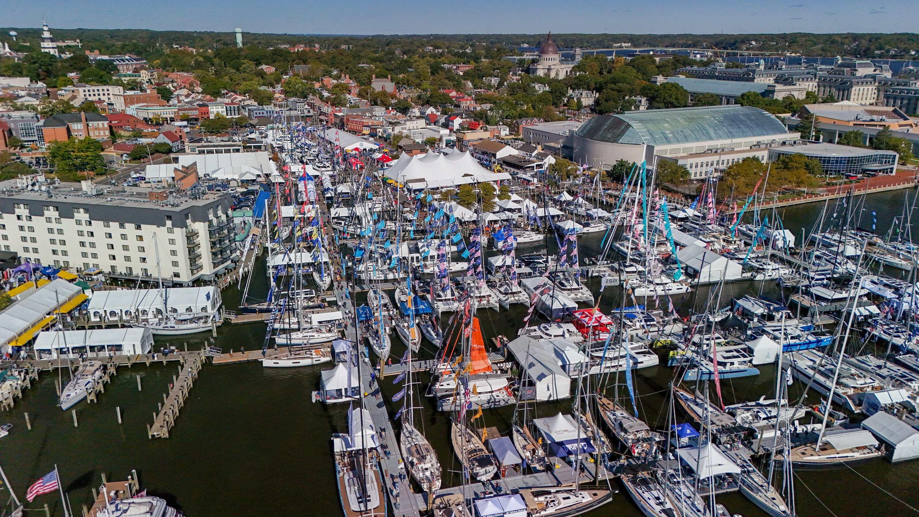 The Annapolis Sailboat Show, shown here in October, sails into a slightly disordered City Dock this weekend. 