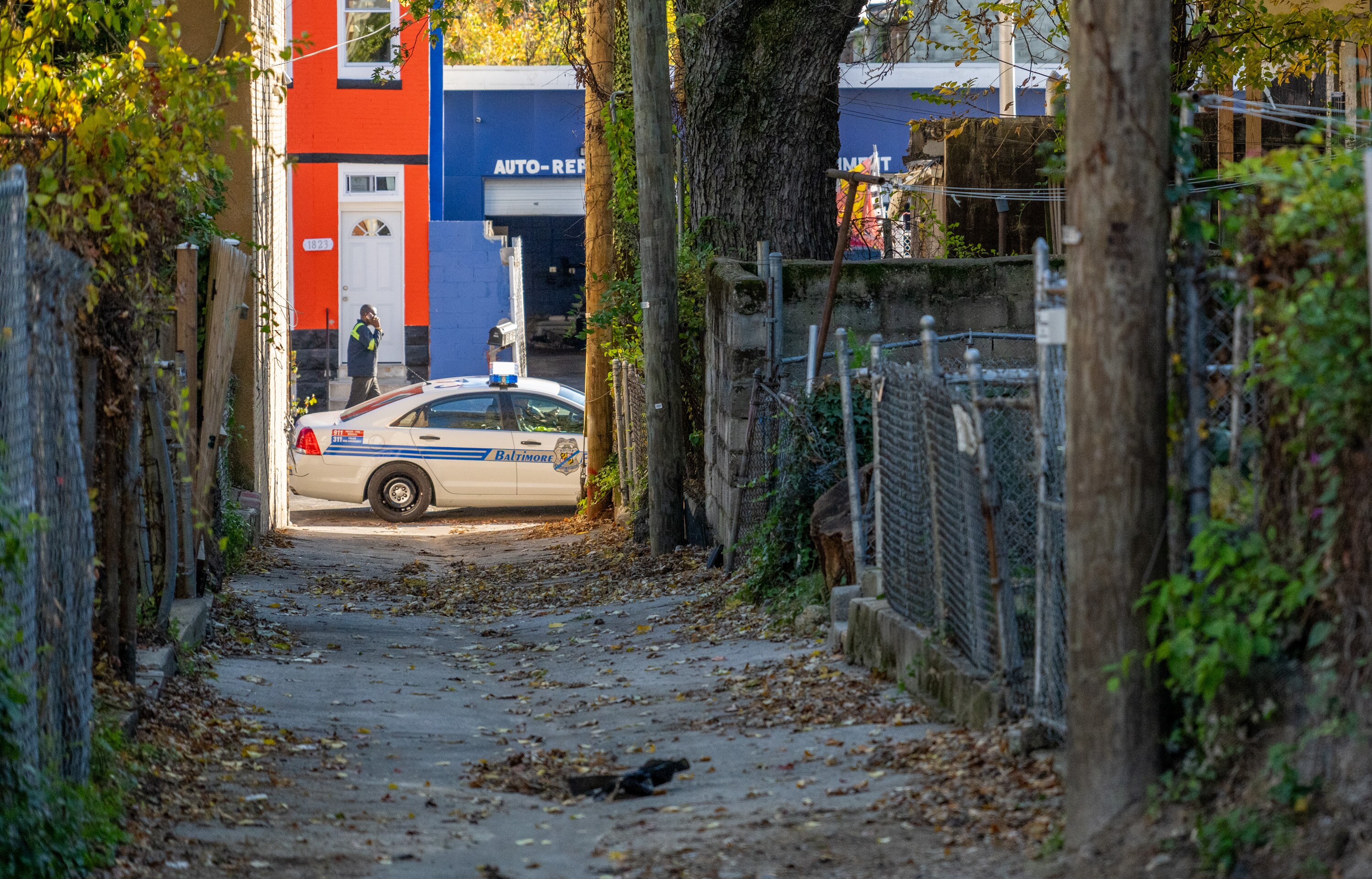 Timothy Cartwell, a Baltimore Department of Public Works solid waste worker “sustained fatal injuries” while collecting garbage in this alley in the 1800-block of Baker Street on Friday, November 8. He was collecting trash from a bin when he became trapped between a garbage truck and a wooden light pole.
