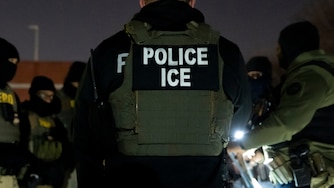 U.S. Immigration and Customs Enforcement officers gather for a briefing before an enforcement operation, Monday, Jan. 27, 2025, in Silver Spring, Md.