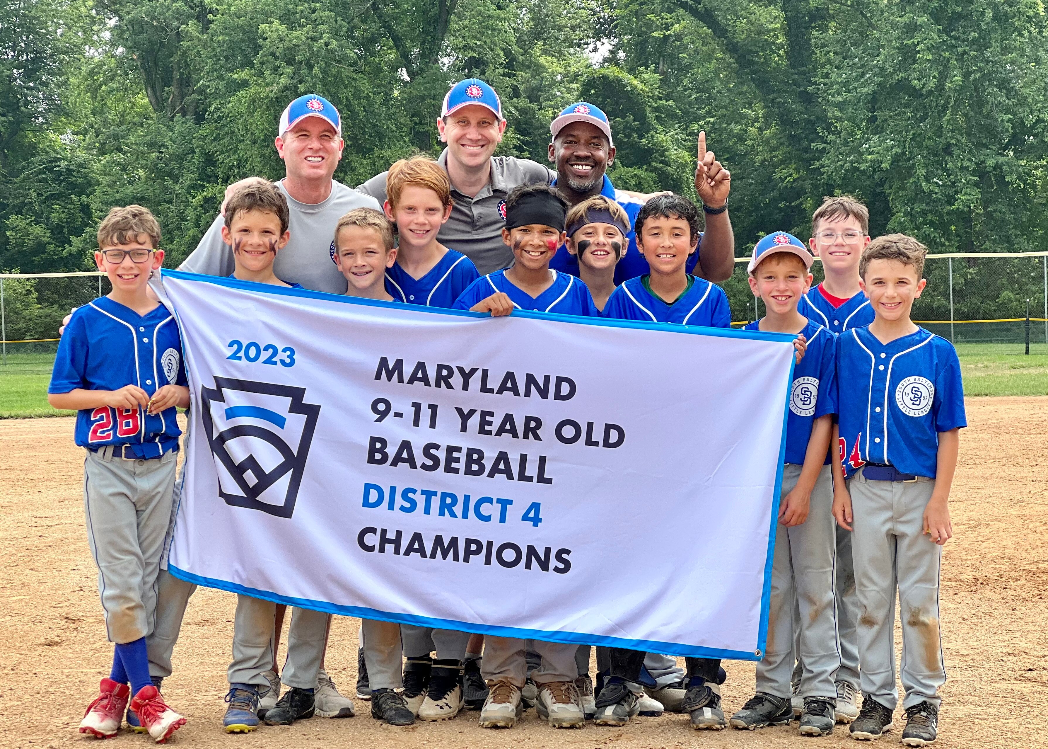 Members of a South Baltimore Little League team celebrate their recent tournament win. (Photo courtesy of South Baltimore Little League)