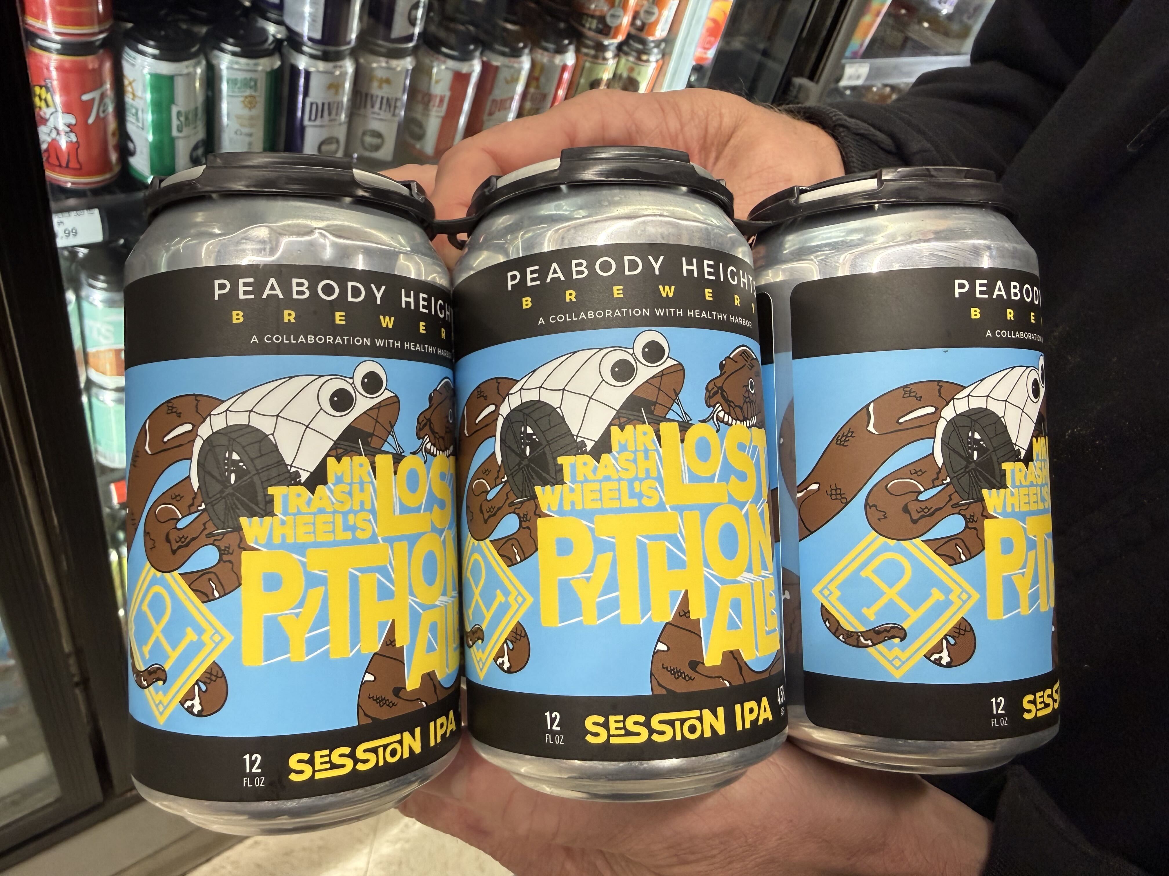 Mr. Trash Wheel's Lost Python Ale remains a top seller for Baltimore's Peabody Heights Brewery a decade after it was first released, at the Wine Source in Hampden. The beer commemorates a 2015 incident in which a 5-foot python was discovered in the Inner Harbor's first original trash wheel.