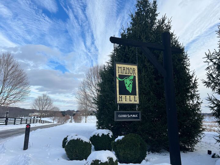 Manor Hill Brewing blanketed in snow on Wednesday Jan. 8, 2025. The brewery is open Fridays, Saturdays and Sundays.