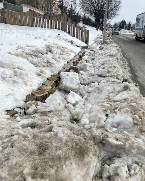 Zaina Shah, a tenth grader at Baltimore Polytechnic Institute, has to navigate snow and ice on her journey to school.