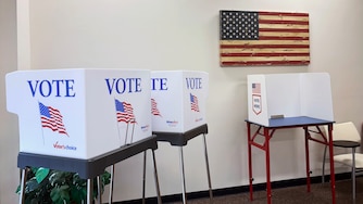 Voter cubicles at the Montgomery County Board of Elections in Gaithersburg.