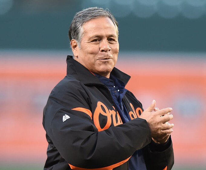 BALTIMORE, MD - APRIL 07:  Former Baltimore Orioles pitcher Tippy Martinez throws out the first pitch before a baseball game against the Minnesota Twins at Orioles Park at Camden Yards on April 7, 2016 in Baltimore, Maryland.