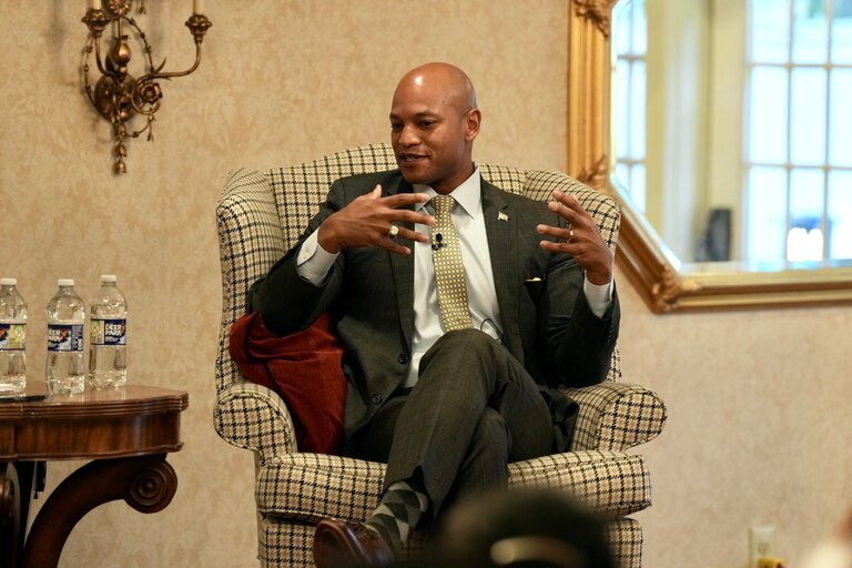 Governor-elect Wes Moore speaks at the Daily Record Panel in Annapolis, MD on January 11, 2023