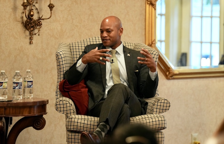 Governor-elect Wes Moore speaks at the Daily Record Panel in Annapolis, MD on January 11, 2023