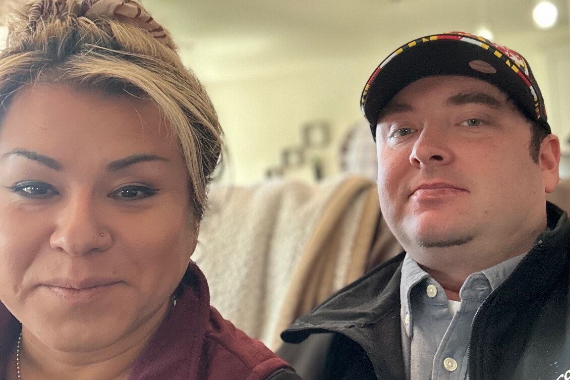 April Amaya-Luis, left, and her husband Tyler Schelts.
