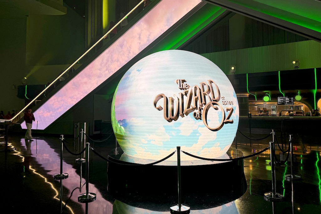 A miniature sphere inside The Sphere in Las Vegas ahead of a screening of "The Wizard of Oz."