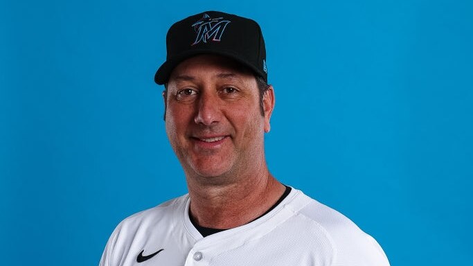 JUPITER, FLORIDA - FEBRUARY 22: Hitting coach John Mabry of the Miami Marlins poses during Photo Day at Roger Dean Stadium on February 22, 2024 in Jupiter, Florida. (Photo by Brennan Asplen/Getty Images)