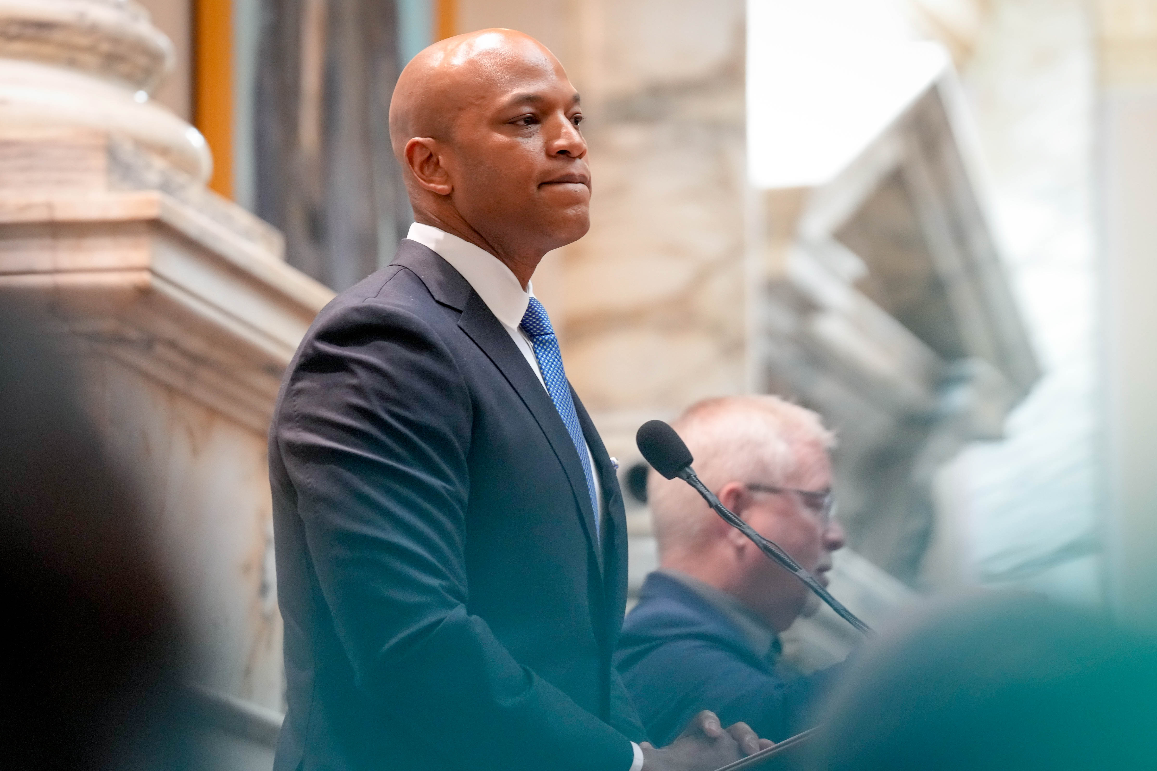 Gov. Wes Moore delivers his annual State of the State address in the Maryland State House in Annapolis, Md. on Wednesday, February 5, 2025.