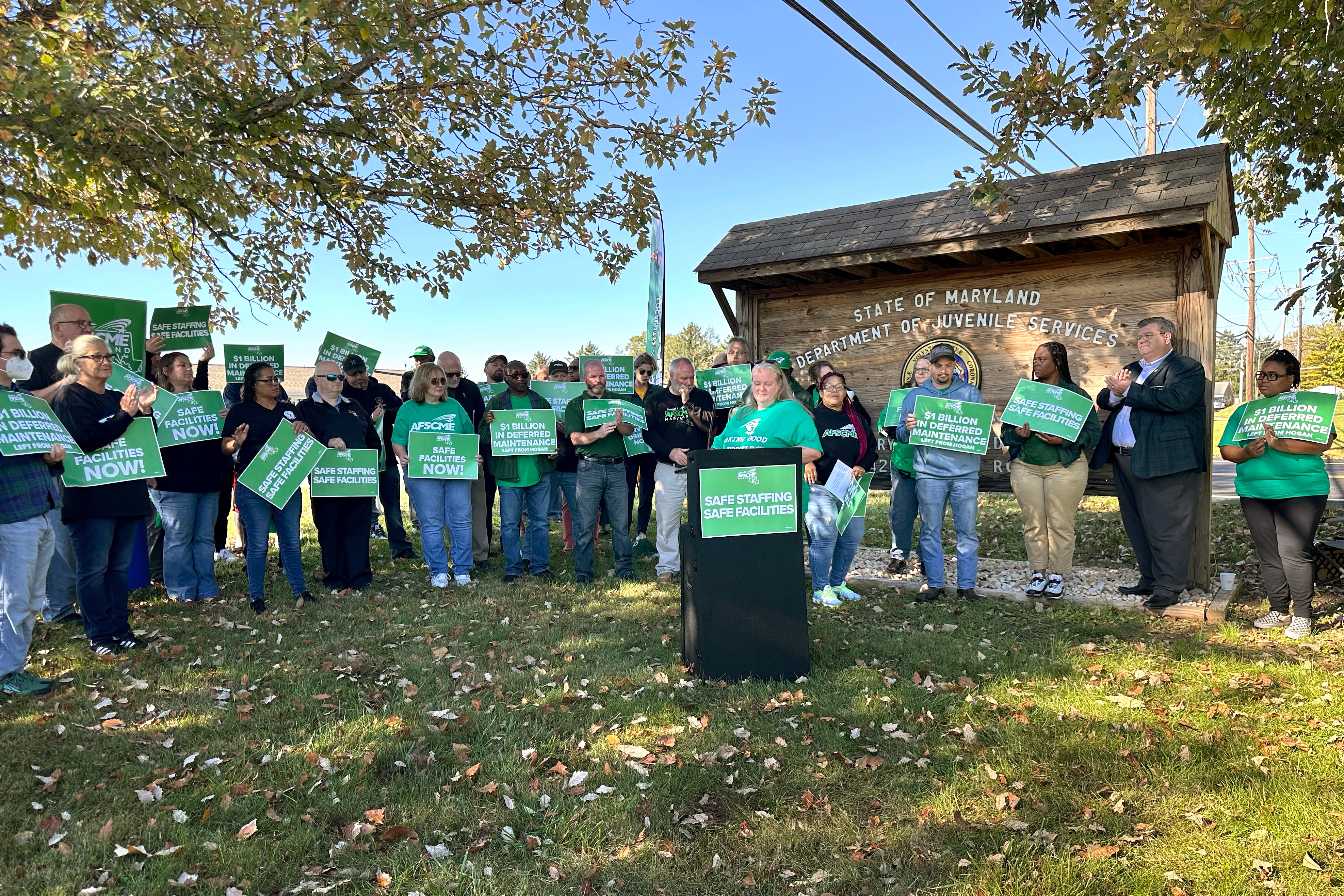 AFSCME Maryland Council 3, the union representing state workers at prisons, juvenile detention centers, state hospitals and public defenders held a press conference in Hagerstown on Oct. 9, 2024 to call attention to conditions at state-run facilities.