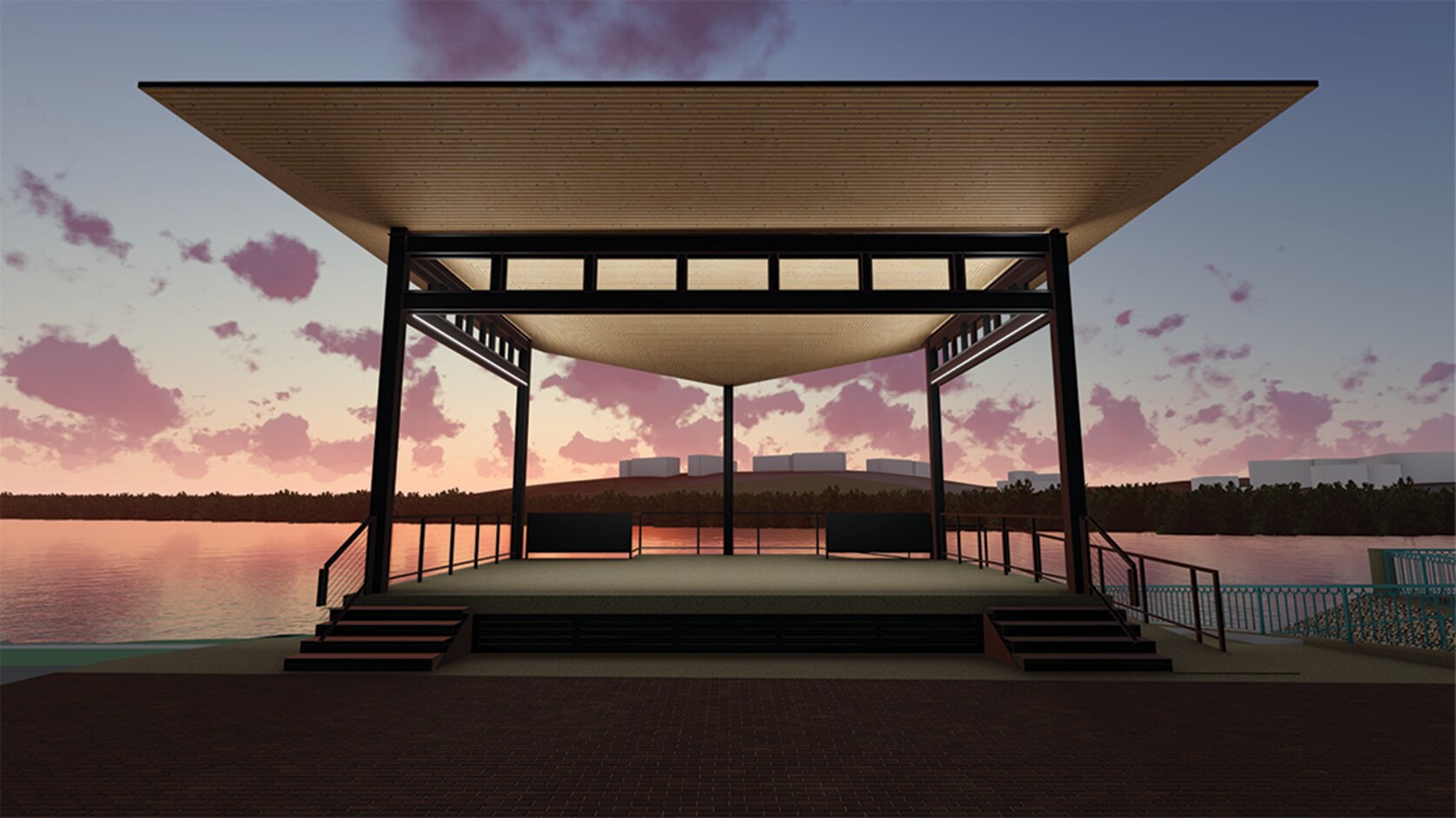 A rendering of the Columbia Association's plans for a bandshell at Lake Kittamuqundi.