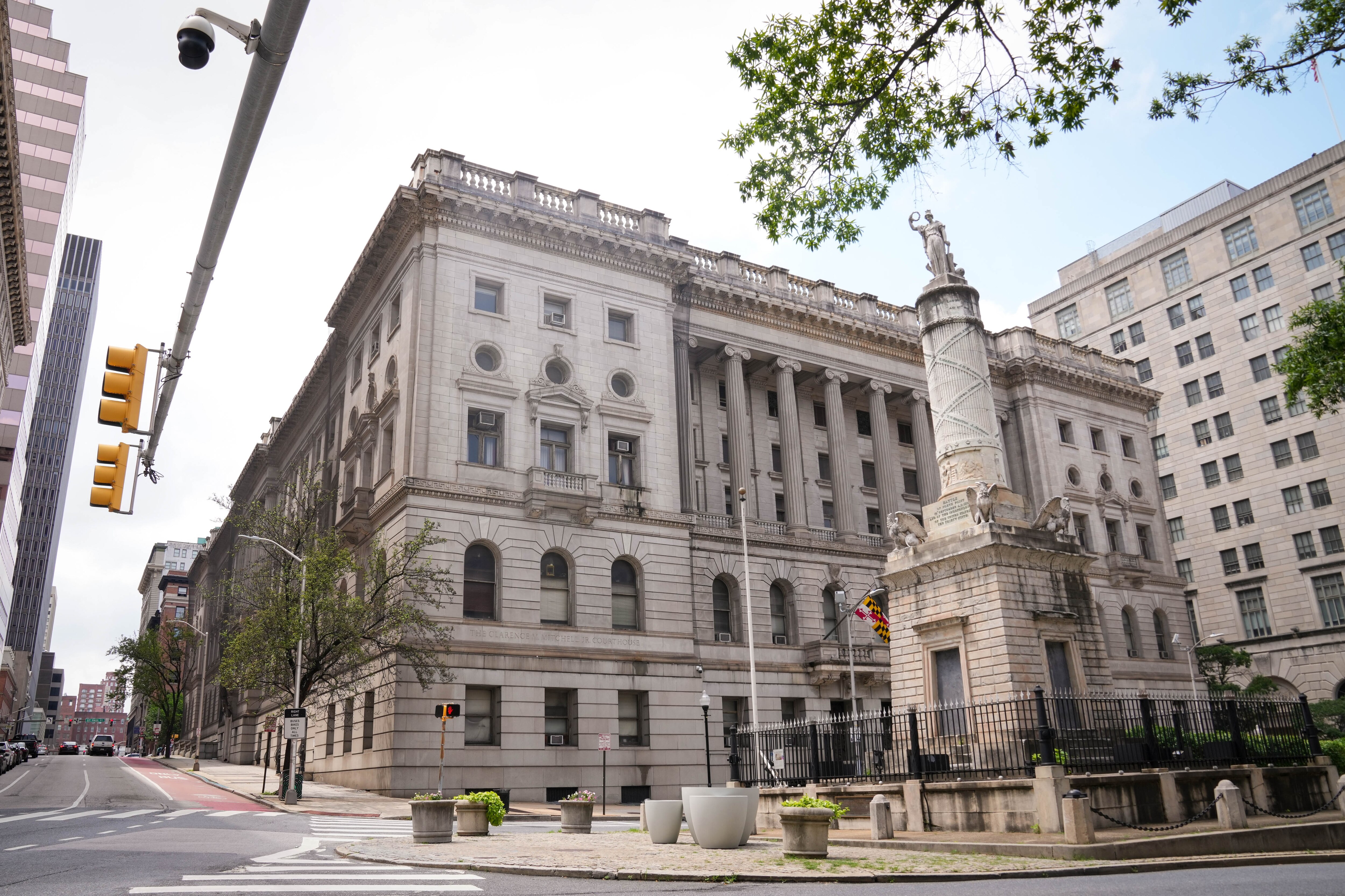 Exterior of the Clarence M. Mitchell, Jr. Courthouse on Calvert Street in Baltimore, Md. on Saturday, July 19, 2025.