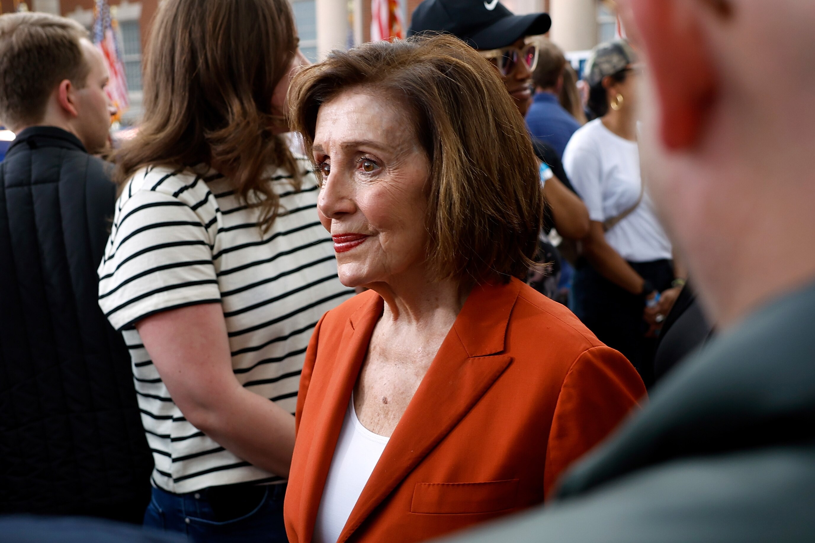 WASHINGTON, DC - NOVEMBER 06:  Former Speaker of the House Nancy Pelosi (D-CA) arrives as supporters wait to hear Democratic presidential nominee, U.S. Vice President Kamala Harris concede the election, at Howard University on November 6, 2024 in Washington, DC. After a contentious campaign focused on key battleground states, the Republican presidential nominee, former U.S. President Donald Trump was projected to secure the majority of electoral votes, giving him a second term as U.S. President. Republicans also secured control of the Senate for the first time in four years.