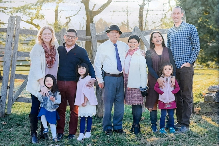 Paul Torres with his wife Normina, his children Nestor and Ann, their spouses and his grandchildren.