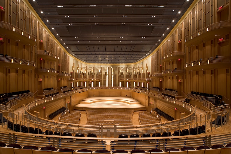 Strathmore’s concert hall is built for a symphony orchestra to play onstage.