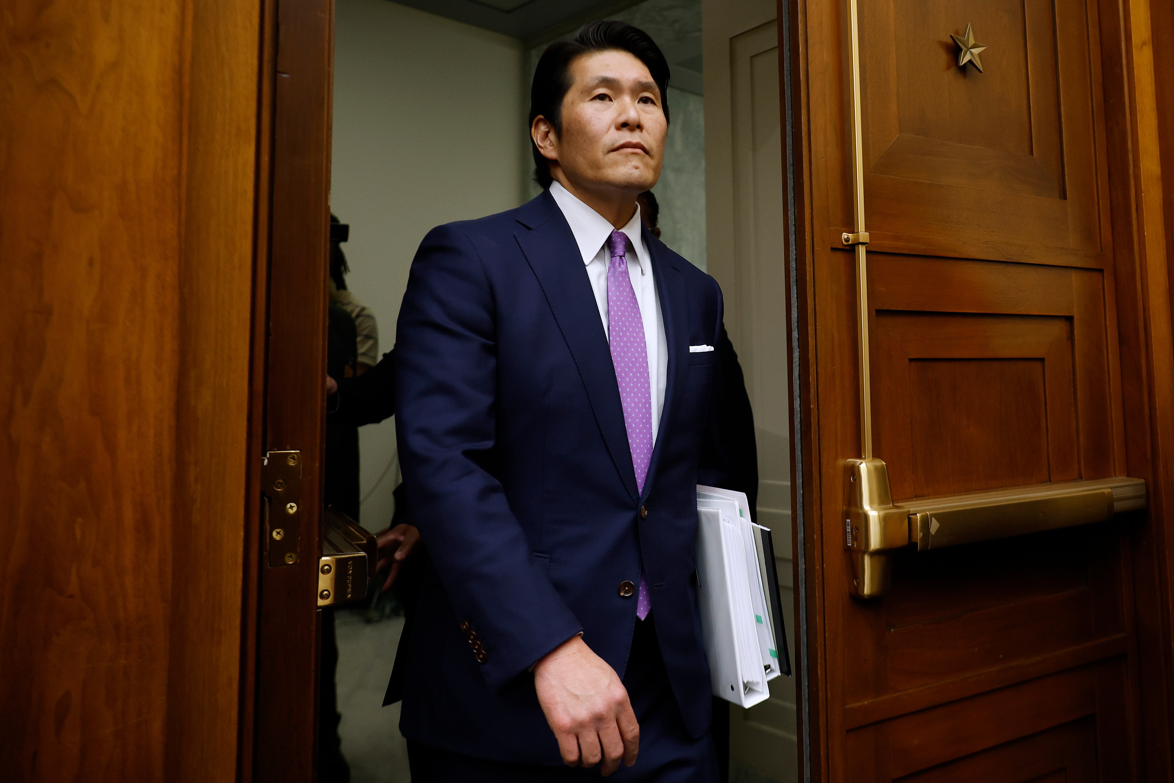 WASHINGTON, DC - MARCH 12: Former Special Counsel Robert Hur returns from a short break to resume his testimony before the House Judiciary Committee in the Rayburn House Office Building on Capitol Hill on March 12, 2024 in Washington, DC. Hur investigated U.S. President Joe Biden’s mishandling of classified documents and published a final report with contentious conclusions about Biden’s memory.