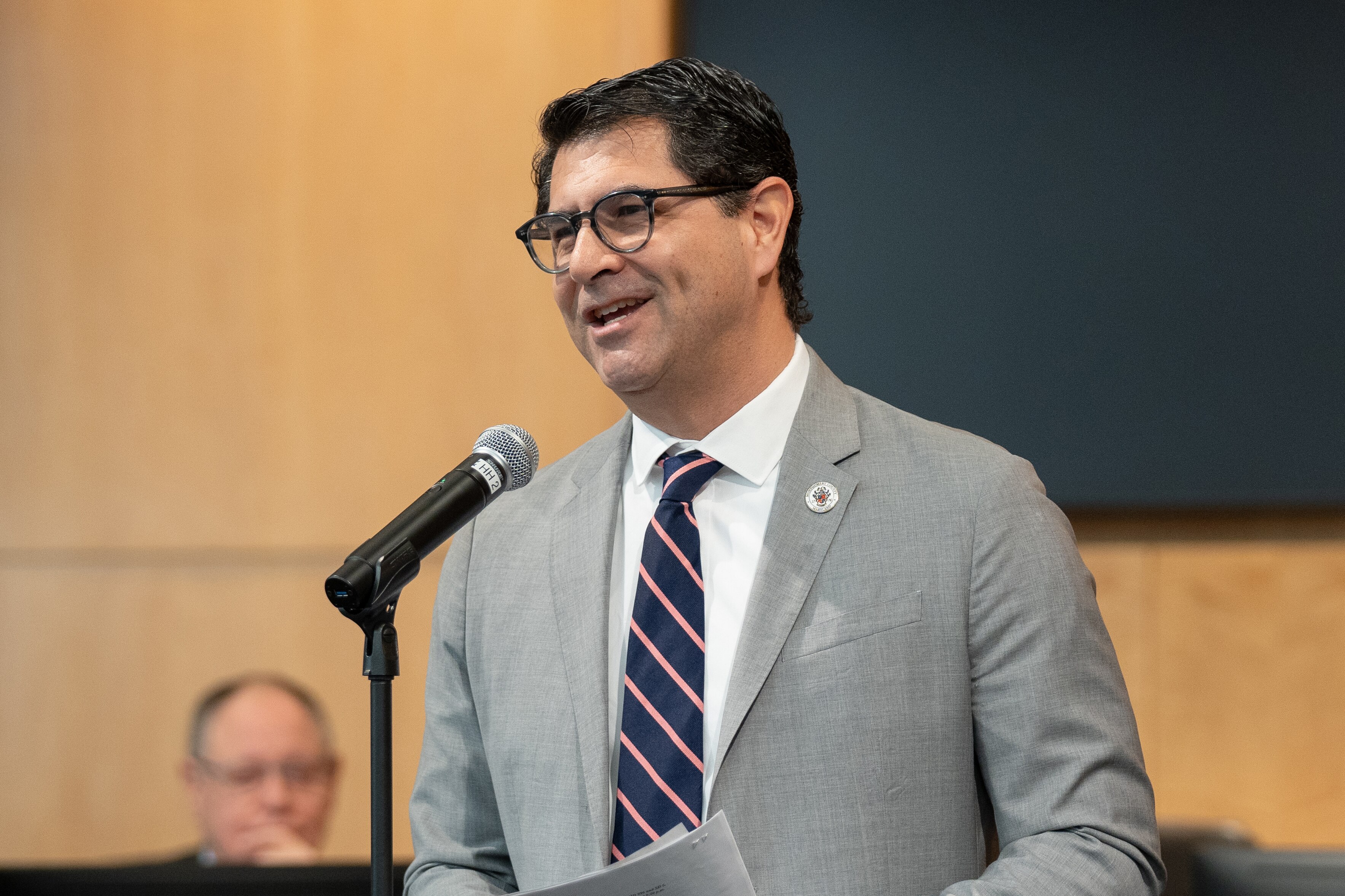 On March 12, 2024, Councilmember Gabe Albornoz presents a proclamation with County Executive Marc Elrich to commemorate March as Developmental Disabilities Awareness Month.