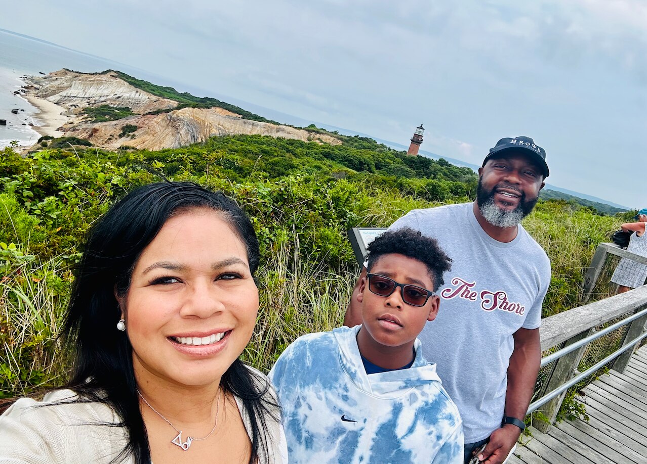 From left, Lillian Robinson, her son Connor, and her husband Corey Robinson, during a vacation at Martha's Vineyard.