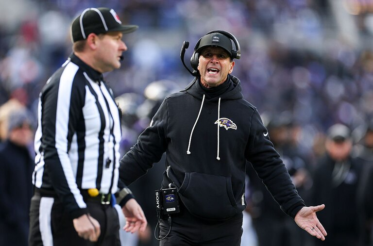 Ravens coach John Harbaugh reacts during the second quarter against the Pittsburgh Steelers on Dec. 7.