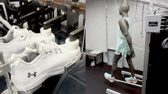 Testing shoes at Under Armour's Innovation Lab.