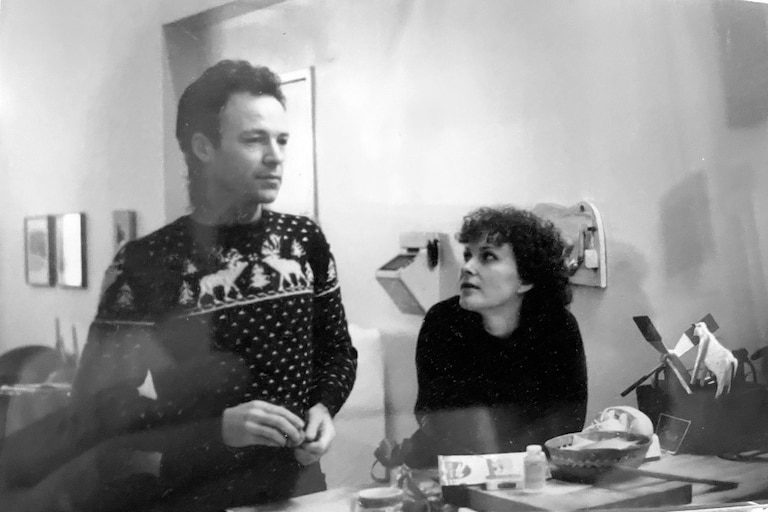 Claudia Bismark, right, with longtime friend and collaborator Michael Chandler in New York in 1984.