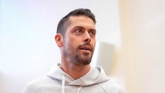 Baltimore Ravens place kicker Justin Tucker leaves the Helping Up Mission shelter after the team’s 21st annual coat giveaway on Monday, November 11, 2024.