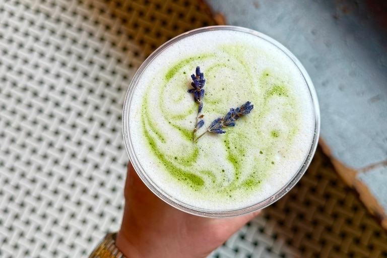 The lavender matcha latte from The Equitea Co.