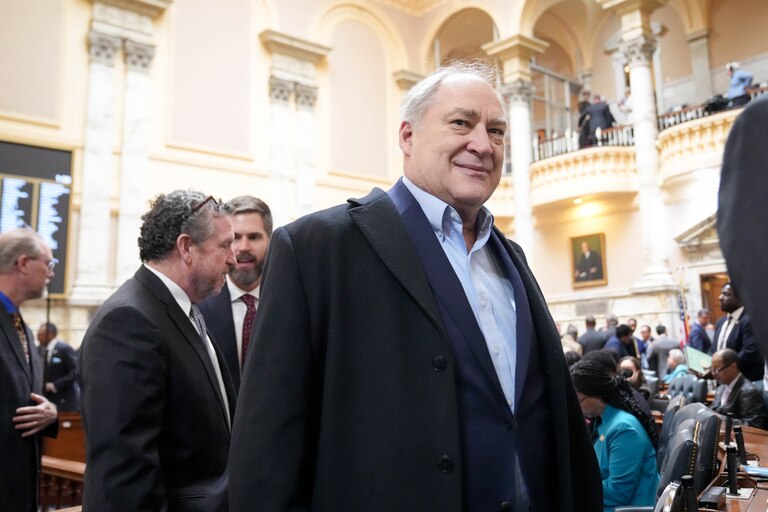 Montgomery County Executive Marc Elrich departs following Gov. Wes Moore’s State of the State address in the Maryland State House in Annapolis, Md. on Wednesday, February 5, 2025.