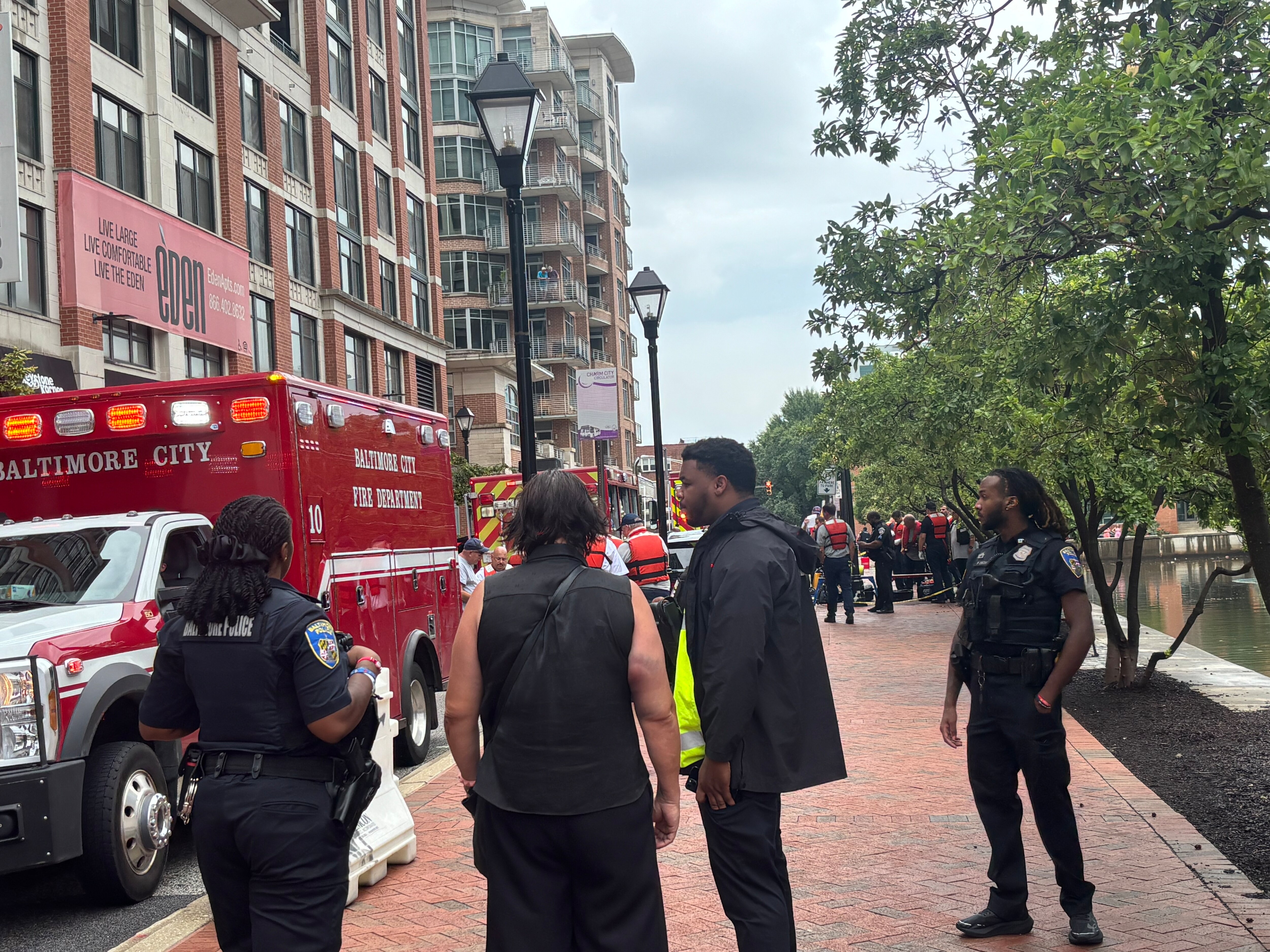 Khalilah Yancey, a spokeswoman for the Baltimore City Fire Department said crews were shortly called to the 1300 block of Lancaster Street in Fells Point after 3 p.m. for two people in the water on Sunday, Aug. 2, 2026.