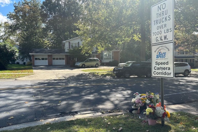 Items left at a Rockville intersection to honor Summer Lim, an 11-year-old girl killed in a collision with a school bus there last week.