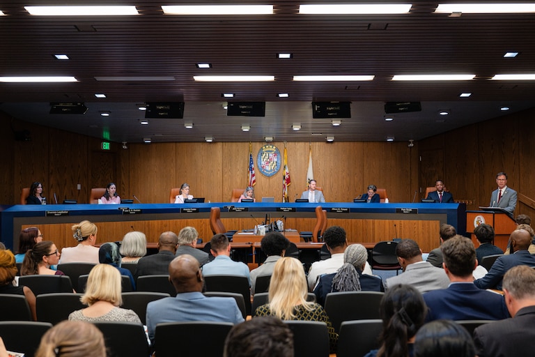 Anne Arundel County Executive Steuart Pittman announces his budget proposal to the Anne Arundel County Council on May 1st, 2025 in Annapolis, MD.