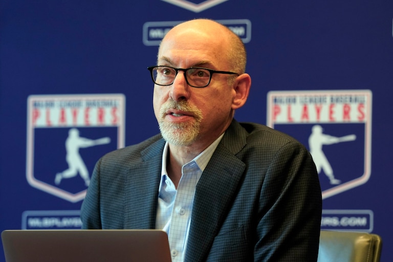 Attorney Bruce Meyer, the current interim executive director of the Major League Baseball Players Association, speaks at a news conference in March 2022.