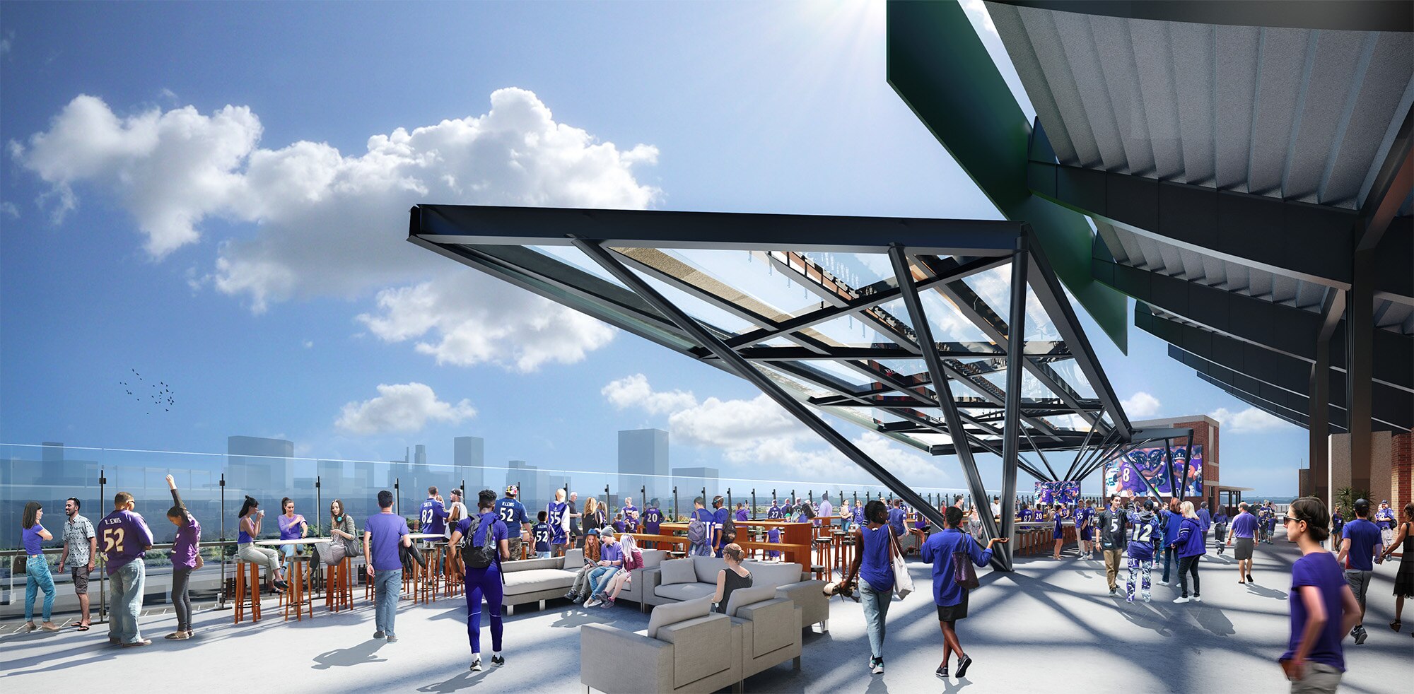 A rendering of the expanded upper concourse levels planned for M&T Bank Stadium.