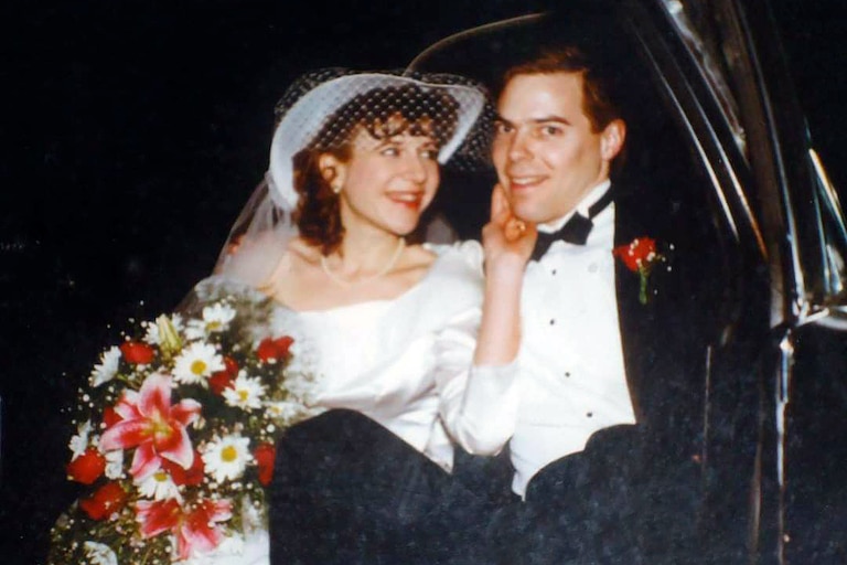 Tim Smith on his wedding day to Jane Santoni in 1991.