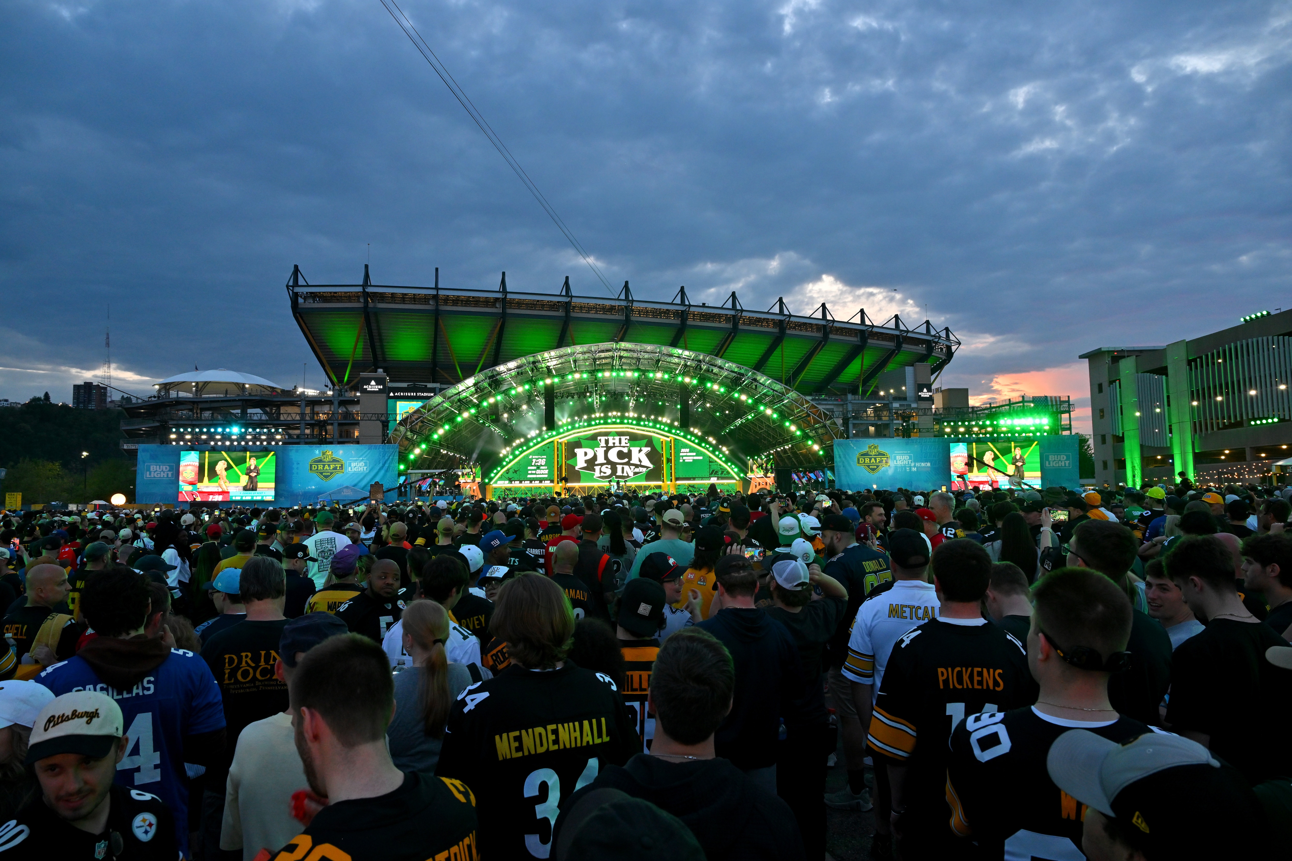 A general view of the draft tent is seen during Round One of the 2026 NFL Draft at Acrisure Stadium on April 23, 2026 in Pittsburgh, Pennsylvania.