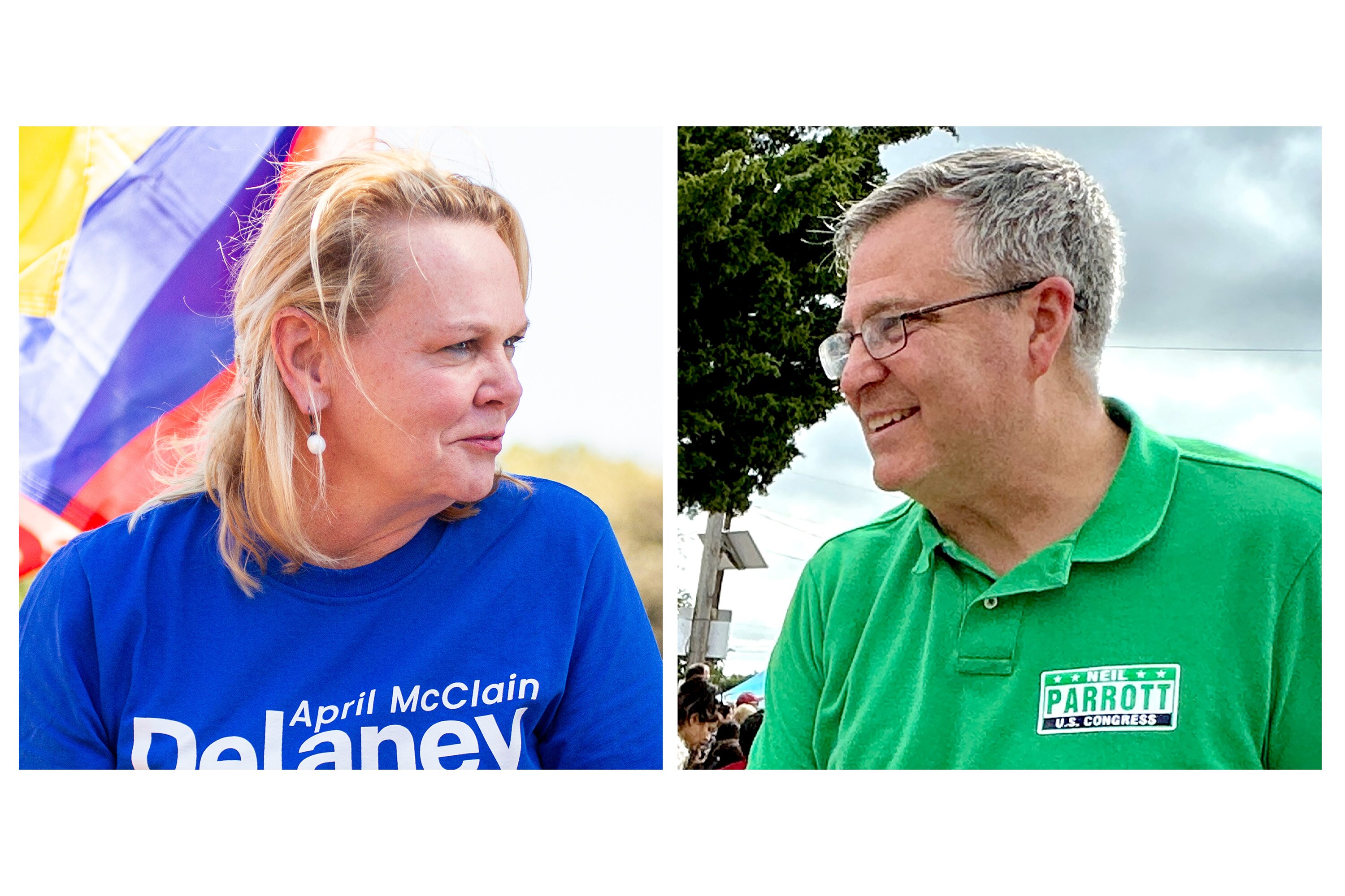 Democrat April McClain Delaney, left, and Republican Neil Parrott.