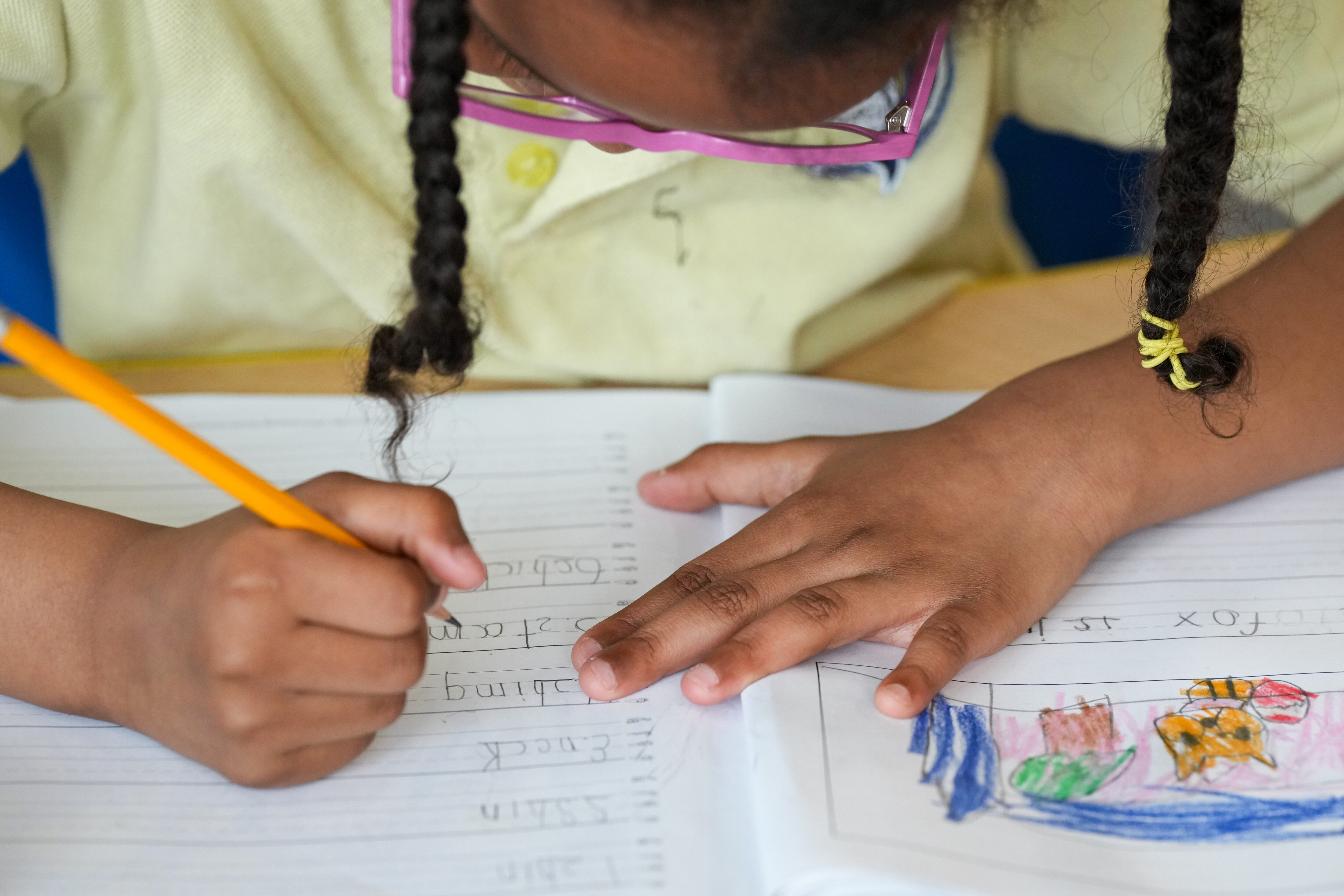___ works on an assignment in reading class at Montebello Elementary/Middle School on Tuesday, June 6, 2023. Schools throughout the state are beginning to shift toward using a phonics style of instruction for reading, which is also known as “the science of reading.”