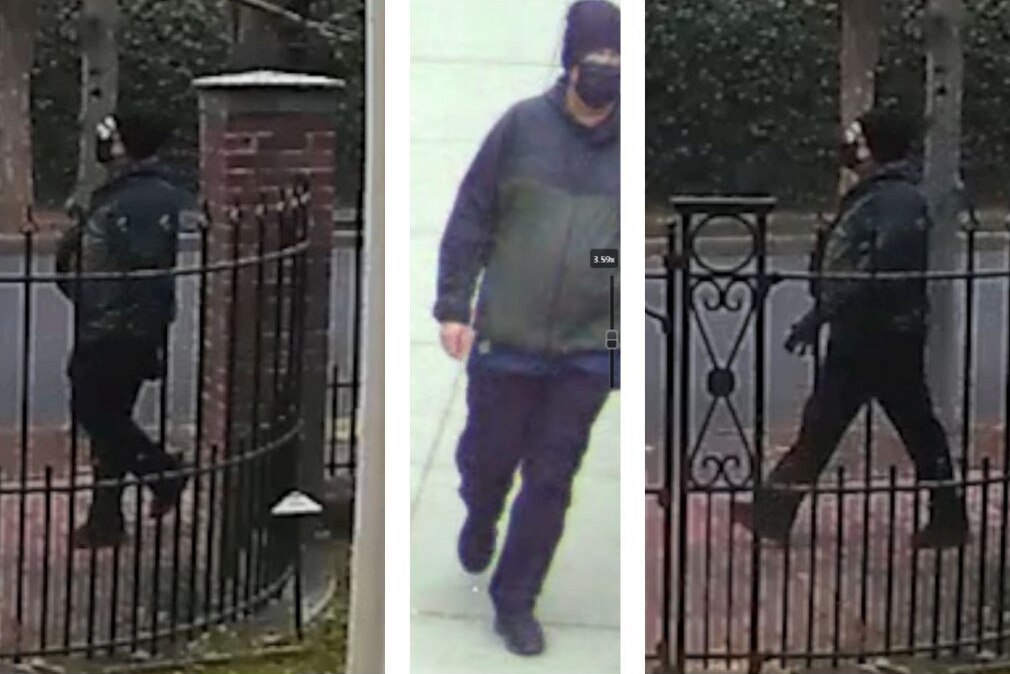 This combo image made with photos provided by the FBI and the Providence, Rhode Island, Police Department shows a person of interest in the shooting that occurred at Brown University in Providence, R.I., Saturday, Dec. 13, 2025. (FBI/Providence Police Department via AP)