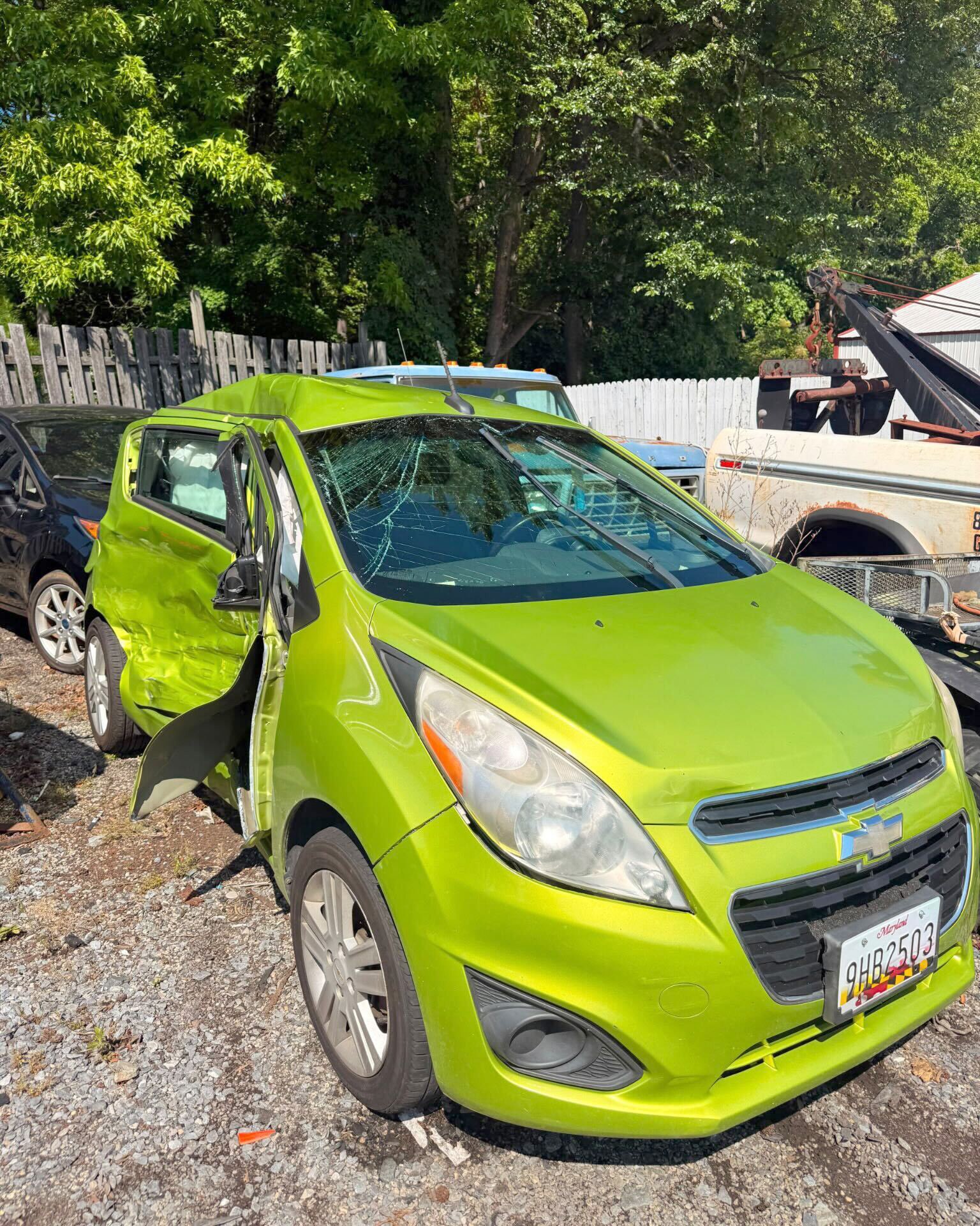 Oscar Araujo-Mejia's car show significant damage to its passenger side after an incident with ICE on the intersection of Route 8 and Skipjack Parkway in Stevensville on August 21, 2026.